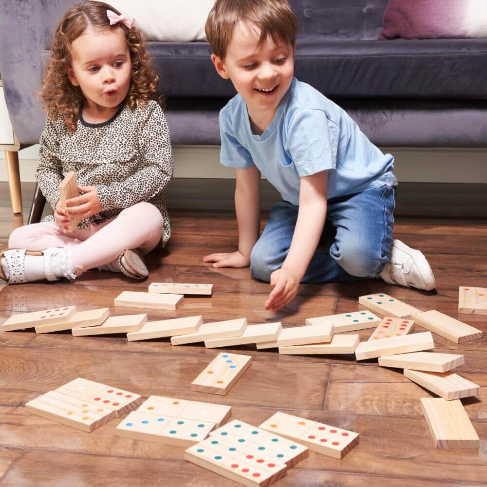 Childrens store wooden dominoes