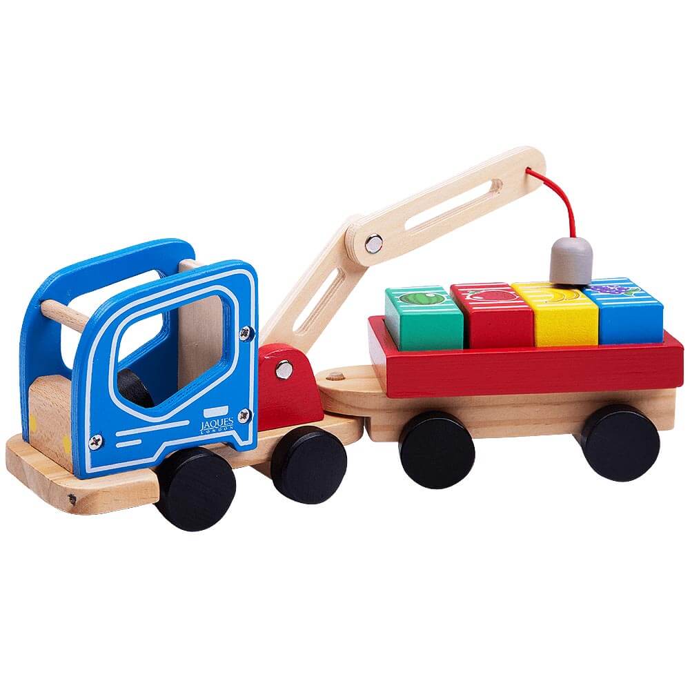 Jaques of London Wooden Toys Magnetic Crane Truck | Quality Wooden Car Toddler