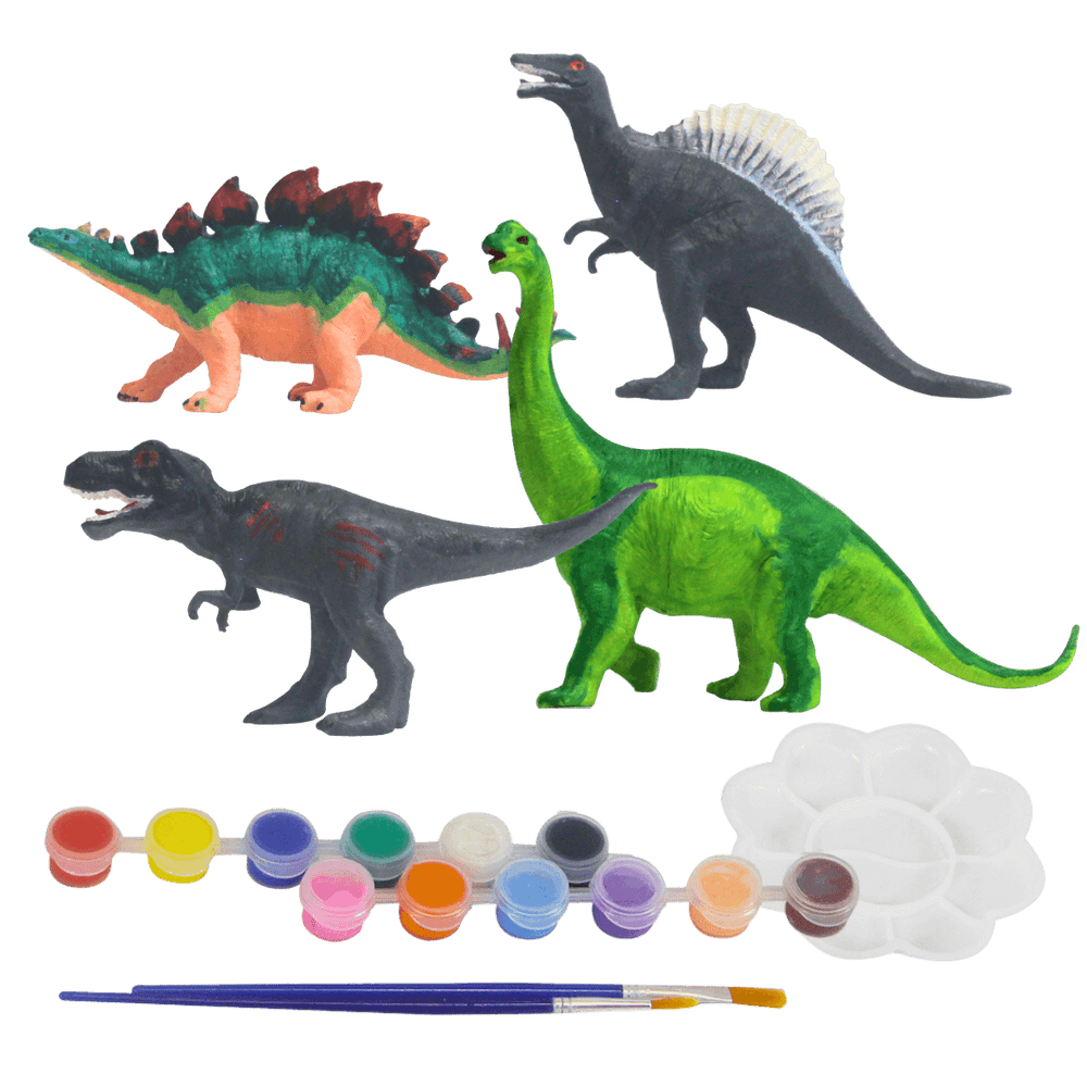 Painted dinosaurs with paint set