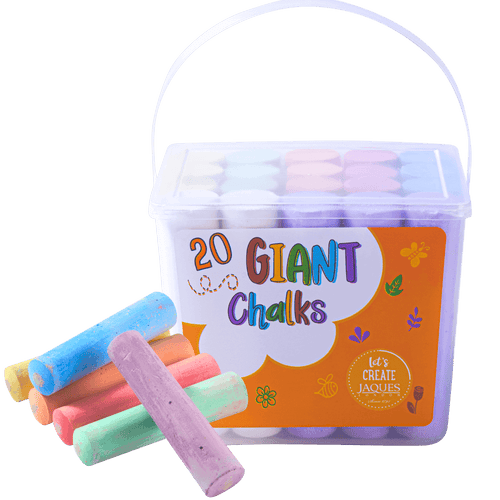 Set of 20 colourful giant chalks in storage box