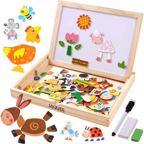 Childs-wooden-farm-yard-tales-craft-set---open-craft-box-with-accessories-by-the-sides