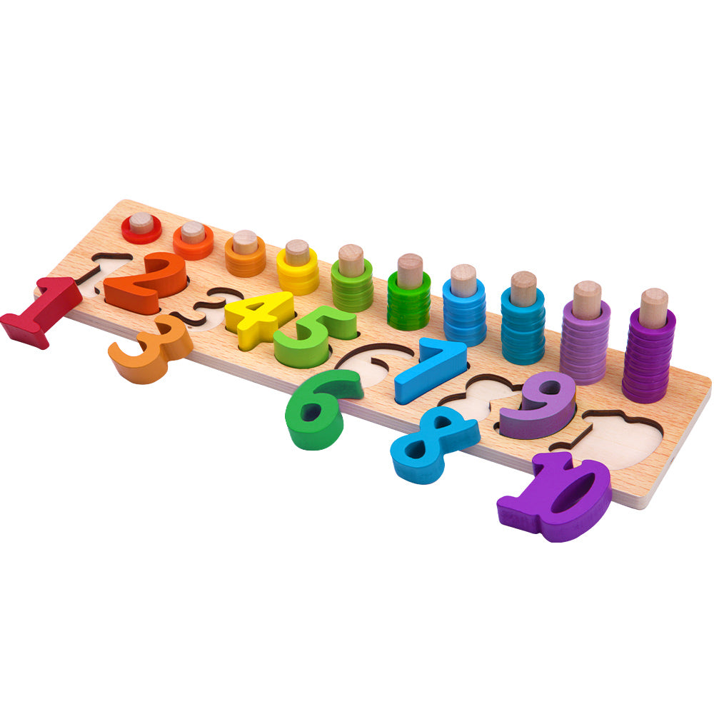 Colourful wooden stacking and counting toy up to 10