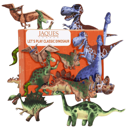 Kids classic dinosaur puzzle - dinosaurs bursting out of the box