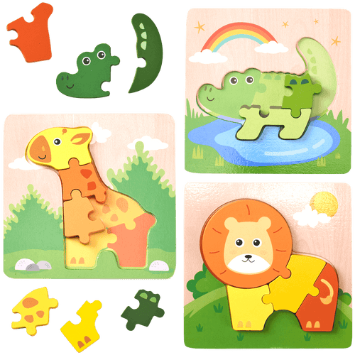 Lion, giraffe and crocodile early years jungle jigsaw puzzles