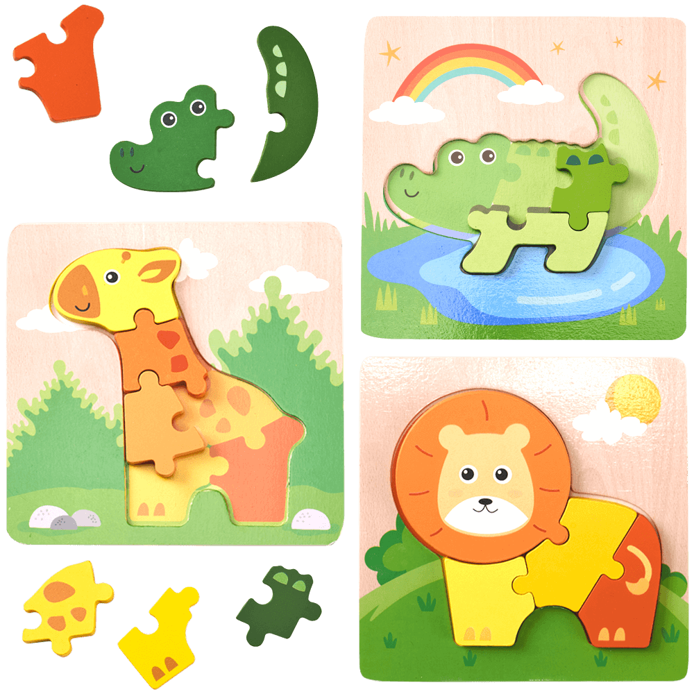 Lion, giraffe and crocodile early years jungle jigsaw puzzles