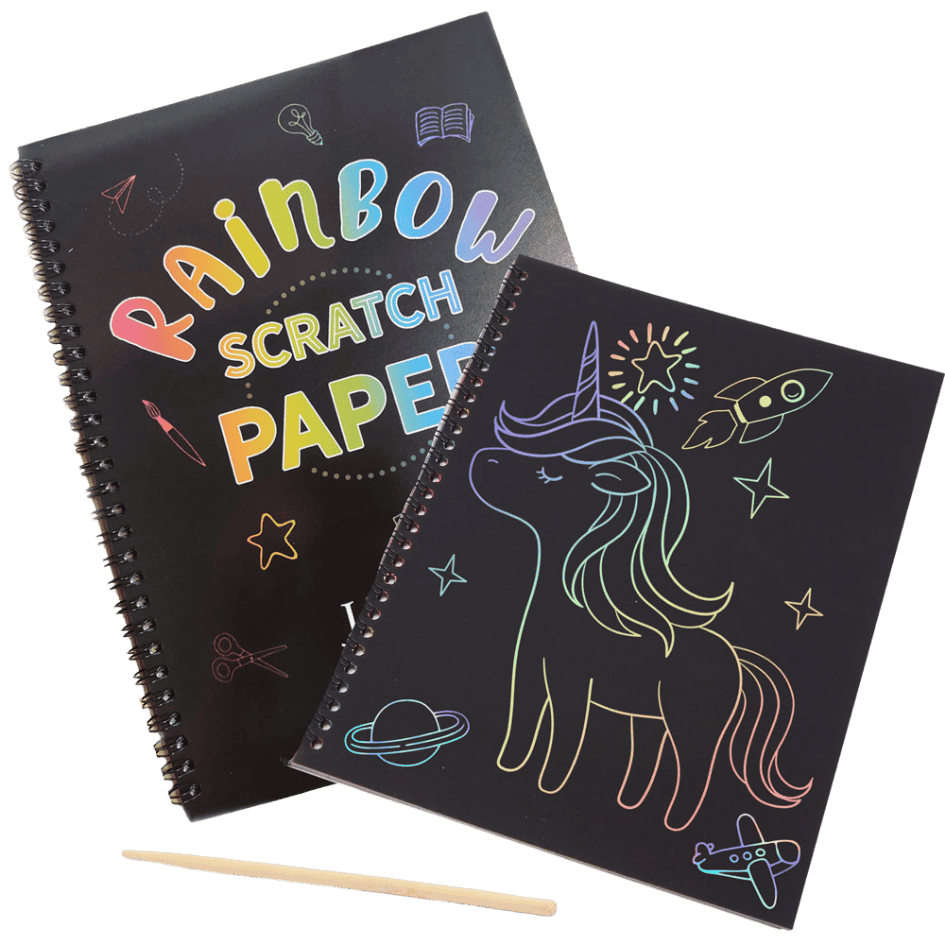 Kids-Rainbow-Scratch-Paper-Art-Book---With-scraping-tool-and-unicorn-picture