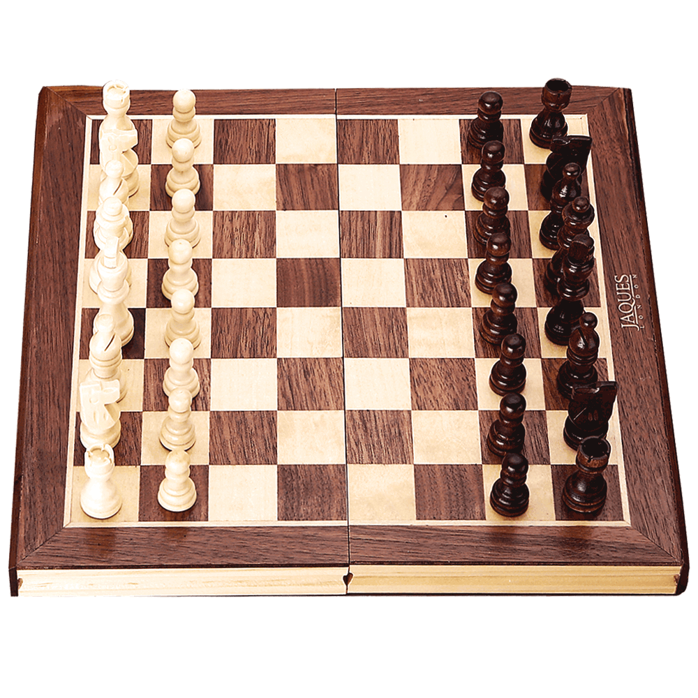 Folding chess set made of sycamore and walnut inlay