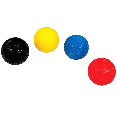 [fill] Set of 1st black, yellow, blue and red croquet balls [lifestyle] 