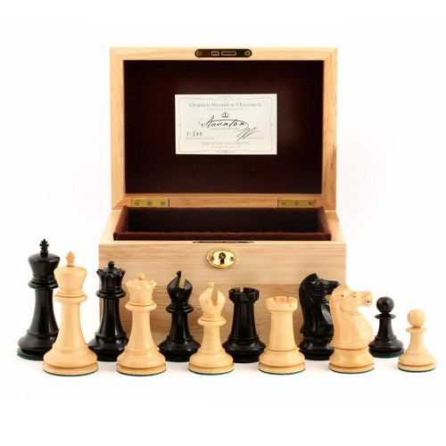 Chess set - 1855 Edition 3.5" in Oak Box [lifestyle]