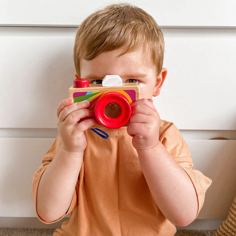 Wooden camera 2024 baby toy