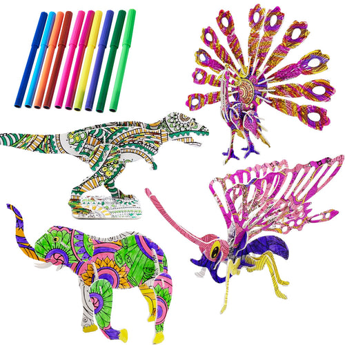 3D Puzzles that are coloured in featuring coloured pens in the kit [fill]