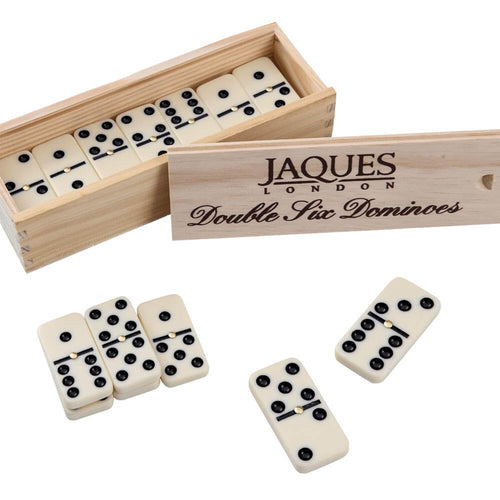 [fill] Double six dominoes in wooden box