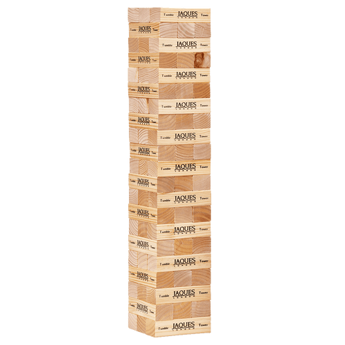 Wooden tumble tower game that grows to 5 feet tall