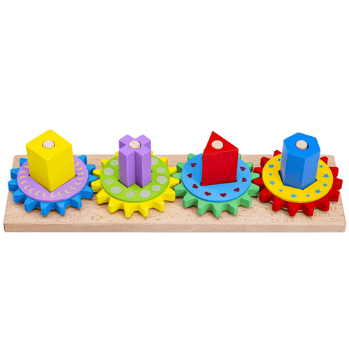 Wooden shape building toy in bright colours