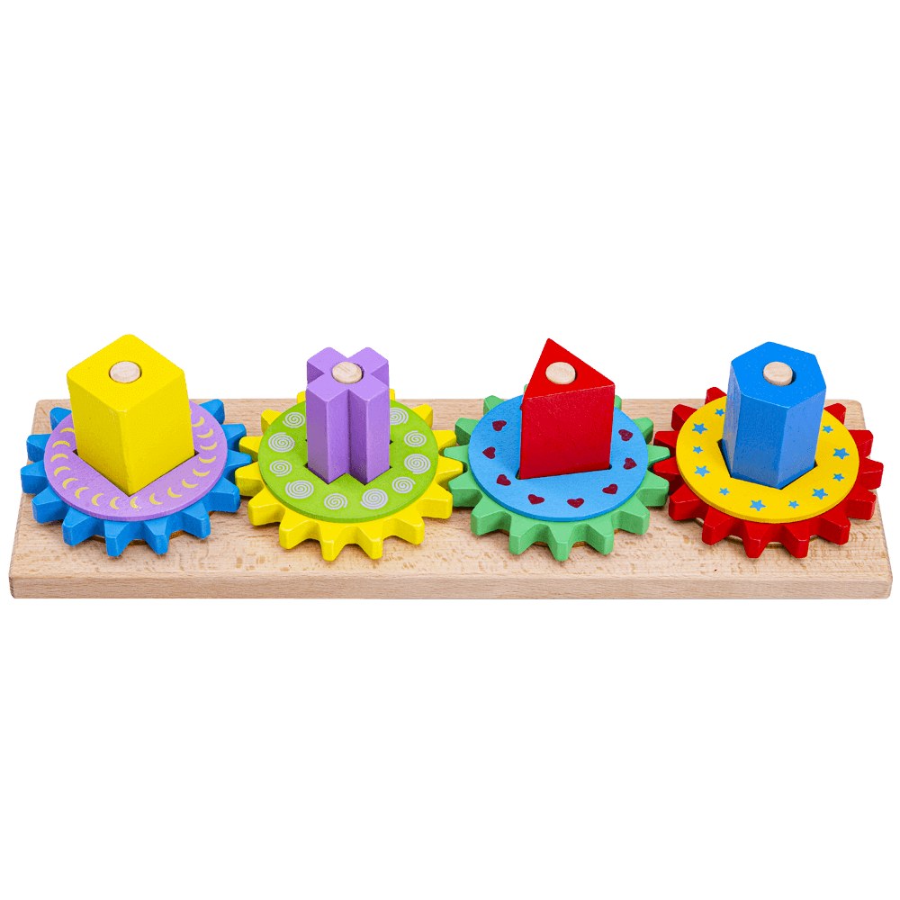 Wooden shape building toy in bright colours