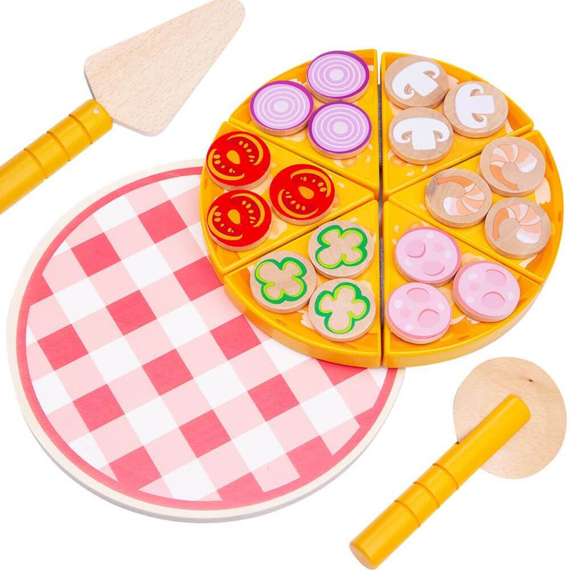  TOP BRIGHT Pizza Toys, Kids Play Food Wooden Pizza Making Toy  Set with Toppings & Oven, Pretend Play Kitchen Cooking Playset : Toys &  Games