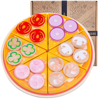 Kids' Wooden Pizza Oven Pretend Play Kitchen Toy With Cutting Food,  Educational & Learning Toy
