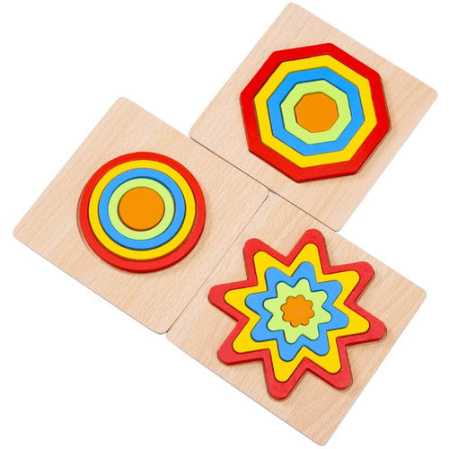 Set of 3 wooden rainbow puzzles