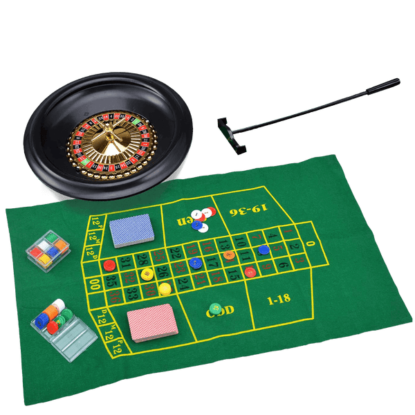 CASINO 16-Inch Roulette Wheel Game Set with 120 chips, Felt Layout, and Rake